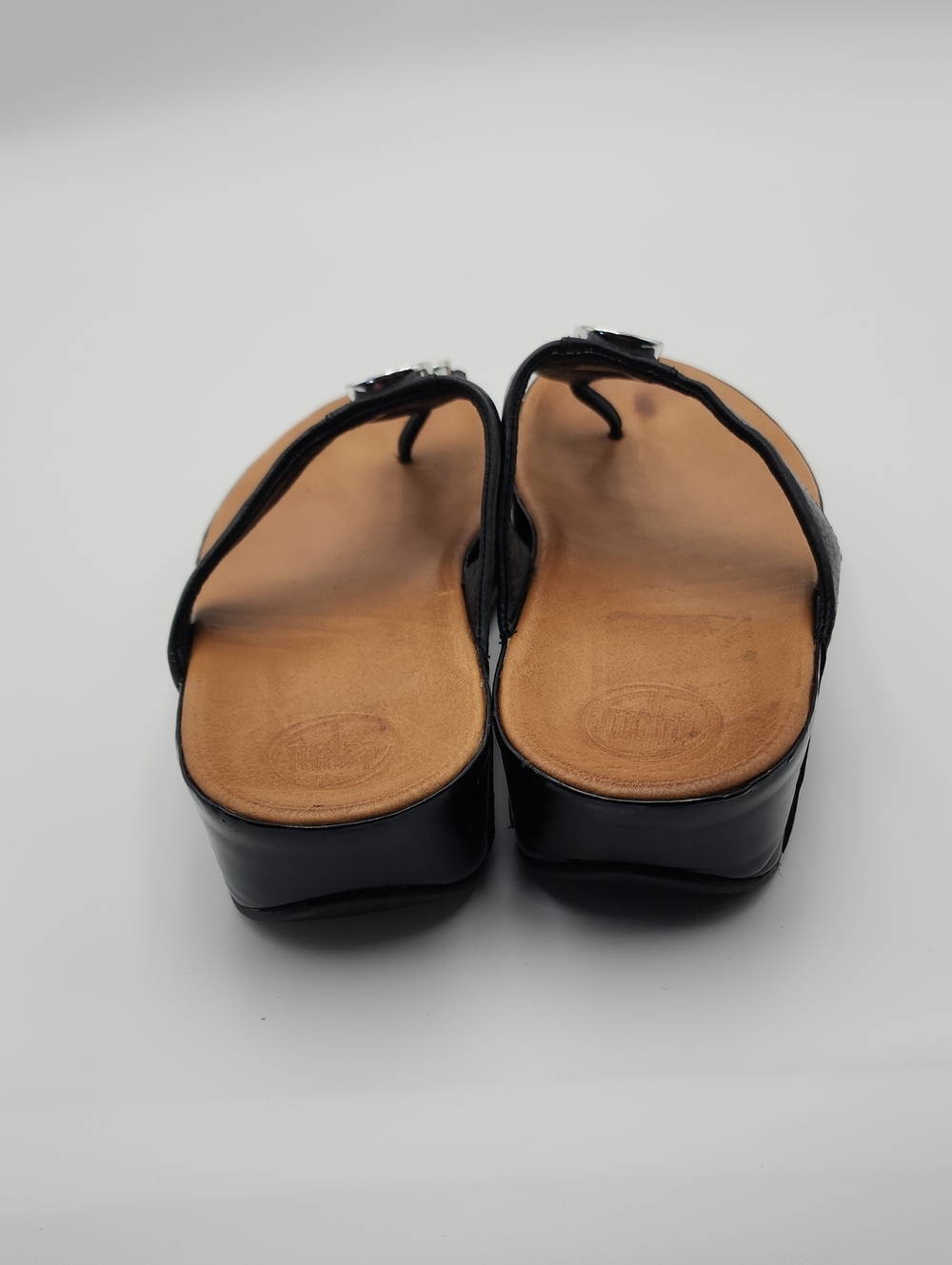 Fitflop Women’s Size 9 Pietra II Sandal Shoes Black Leather Thong Slip On - Picture 3 of 12